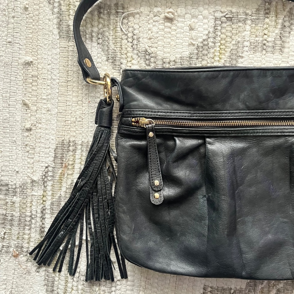 Vintage La Diva Black Shoulder Hand Bag with Tassel
